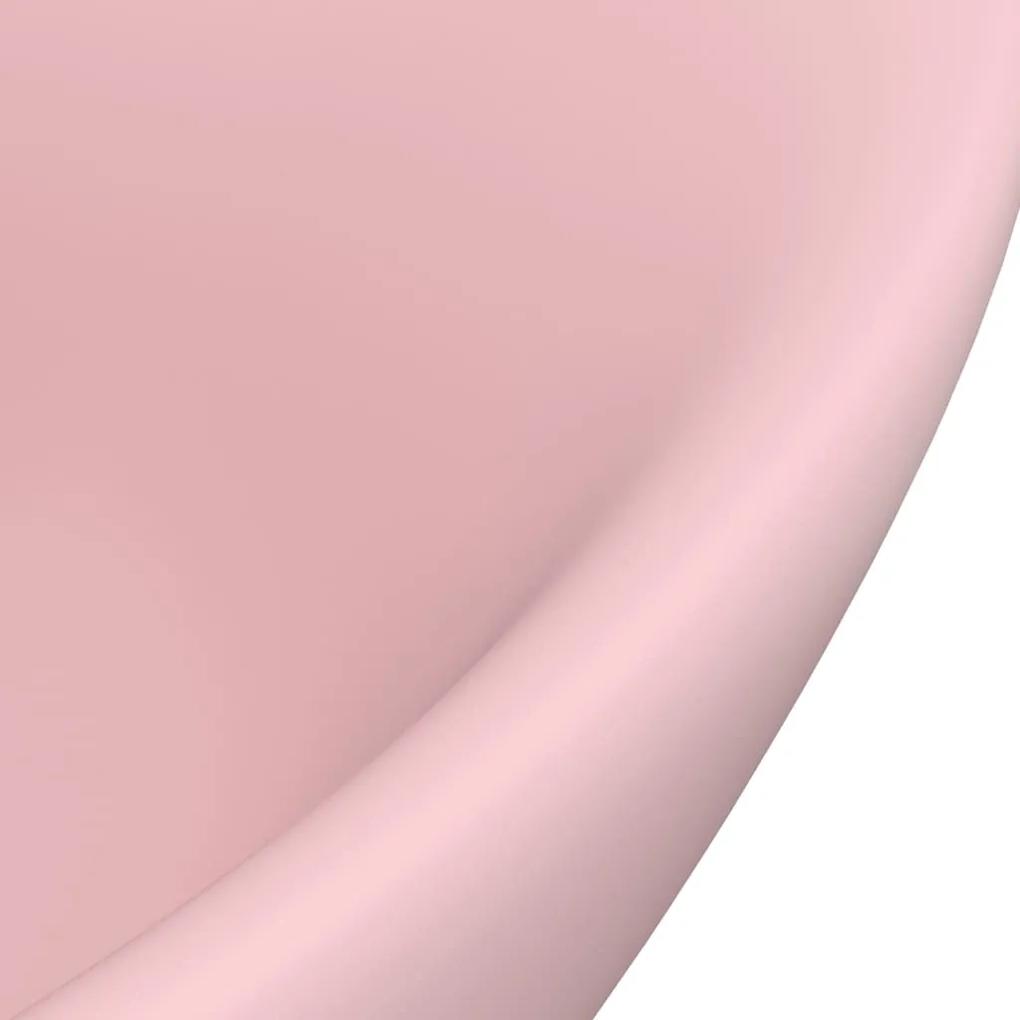Lavandino con Troppopieno Ovale Rosa Opaco 58,5x39 cm Ceramica