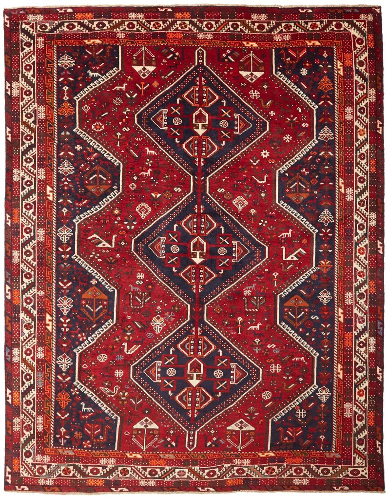 Shiraz Tappeto persiano 290 x 220 Rosso (Iran) Annodato A Mano