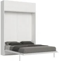 Letto a scomparsa 160 verticale Kentaro con pensile vasistas - Bianco Frassino