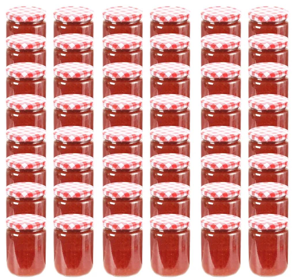 Vaso Marmellata in Vetro Coperchio Bianco e Rosso 48 pz 230 ml