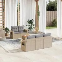 Set Divano da Giardino 6 pz con Cuscini Beige in Polyrattan 3224449