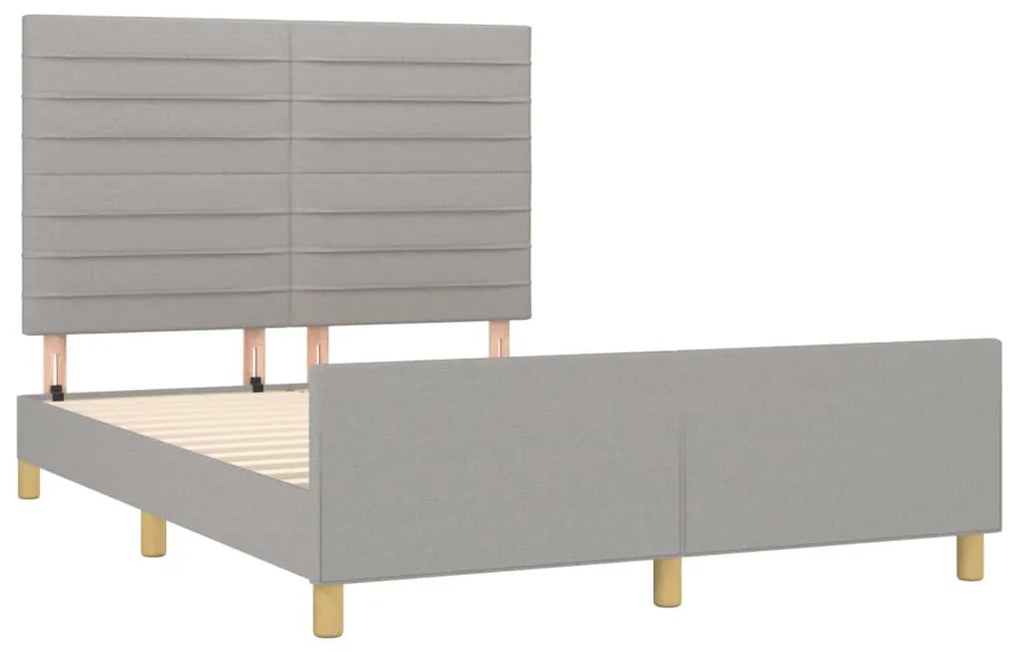 Giroletto con testiera grigio chiaro 140x190 cm in tessuto