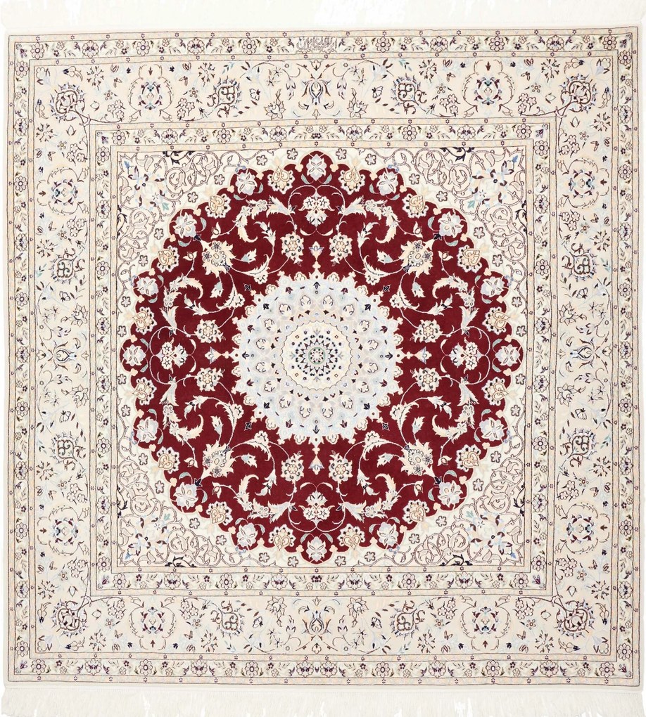Nain Tappeto persiano 160x160 Rosso (Iran) Annodato A Mano