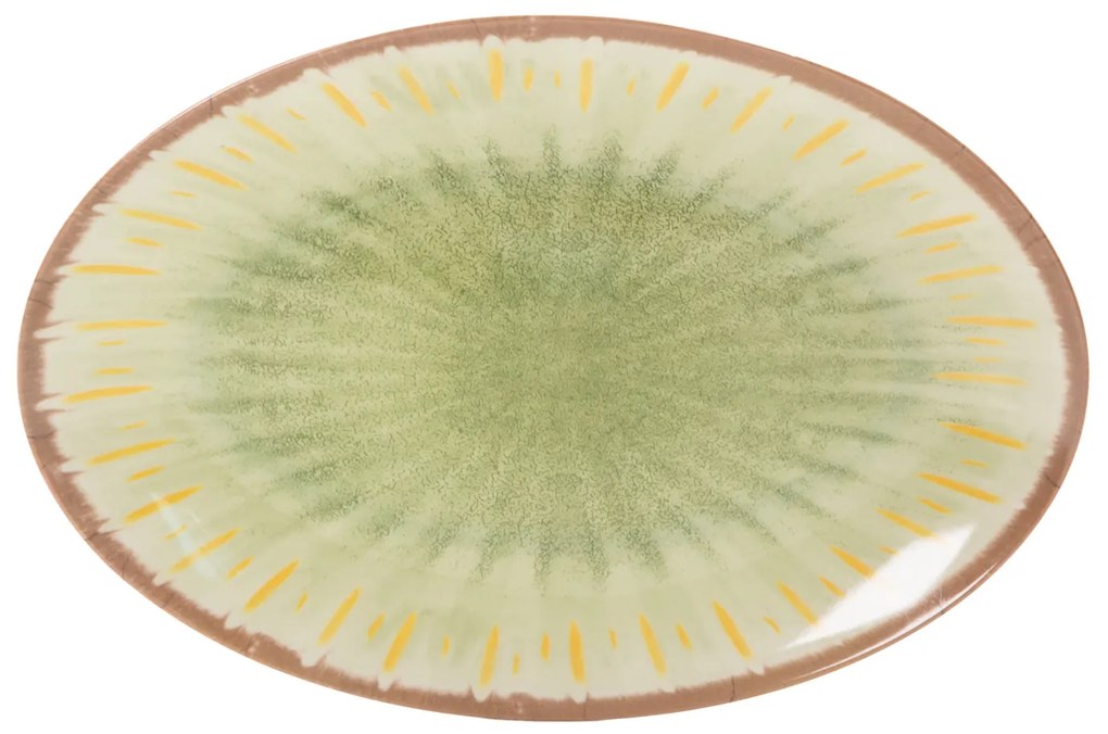 Piatto ovale 35 cm in melammina verde Soler