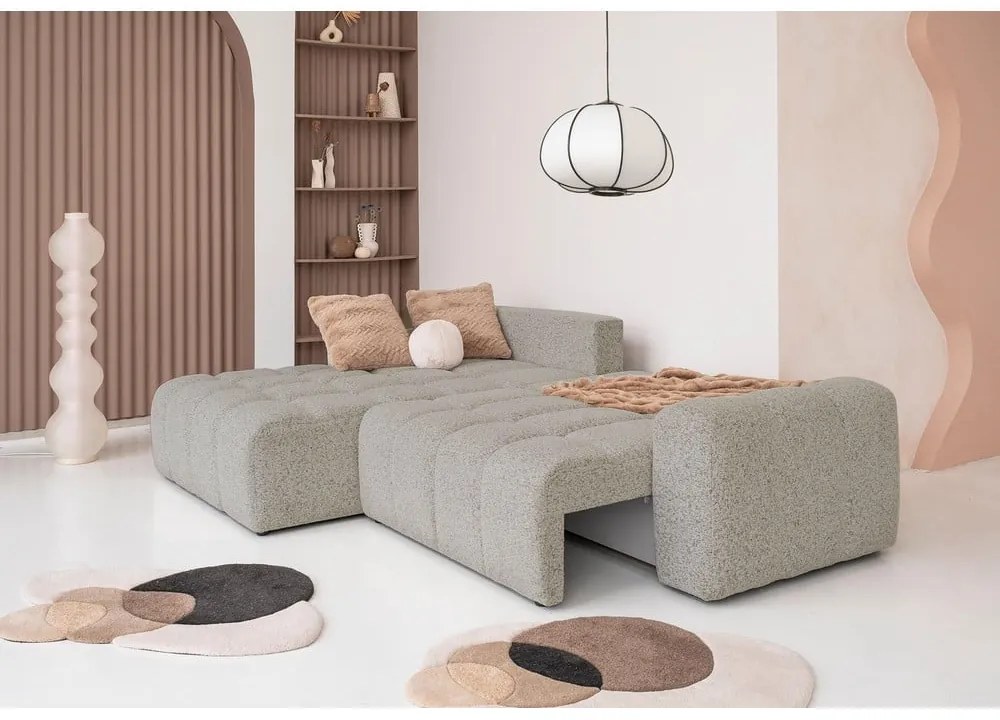 Divano angolare componibile marrone chiaro allungabile/con contenitore (con penisola a sinistra) Lulu – Miuform