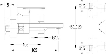 Aqualine - Miscelatore per vasca DAPHNE cromato lucido