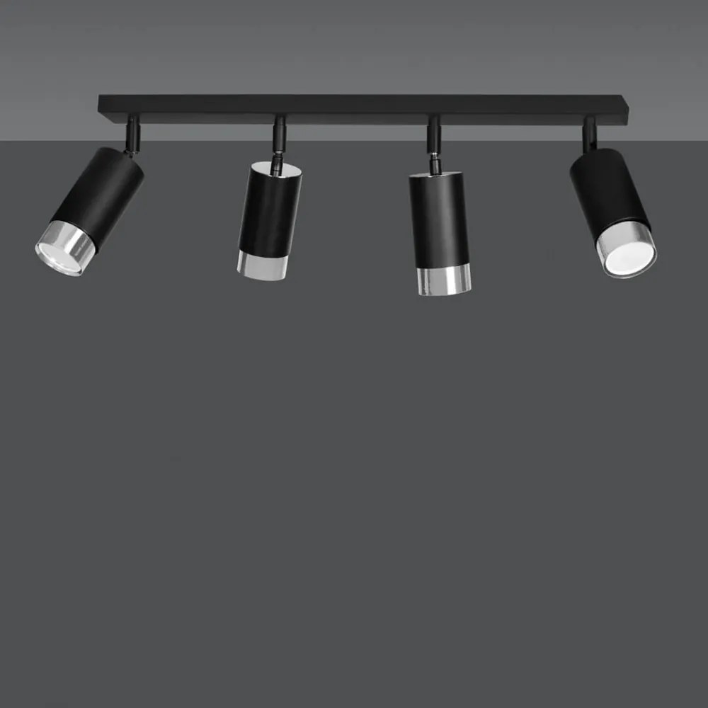 Lampada da Soffitto in Acciaio HIRO 4 Nero Cromo/Oro 4xGU10 Colore del corpo Nero e Cromo