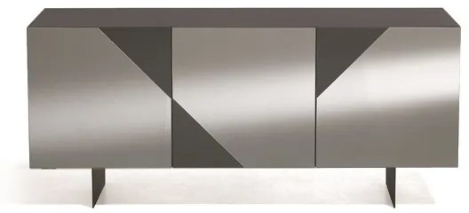 Madia credenza 3 ante in vetro specchio Fum cassa Antracite ARTE 180 con 2 piedini