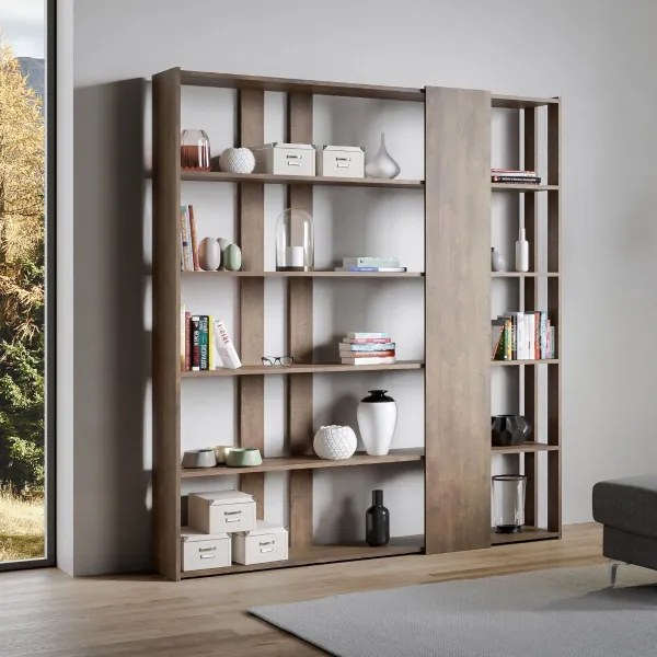 Libreria 178x204h cm a parete in legno Noce - KATO D