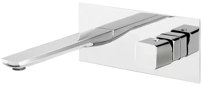Miscelatore lavabo a muro in ottone con manopola e canna 20 cm Lotus