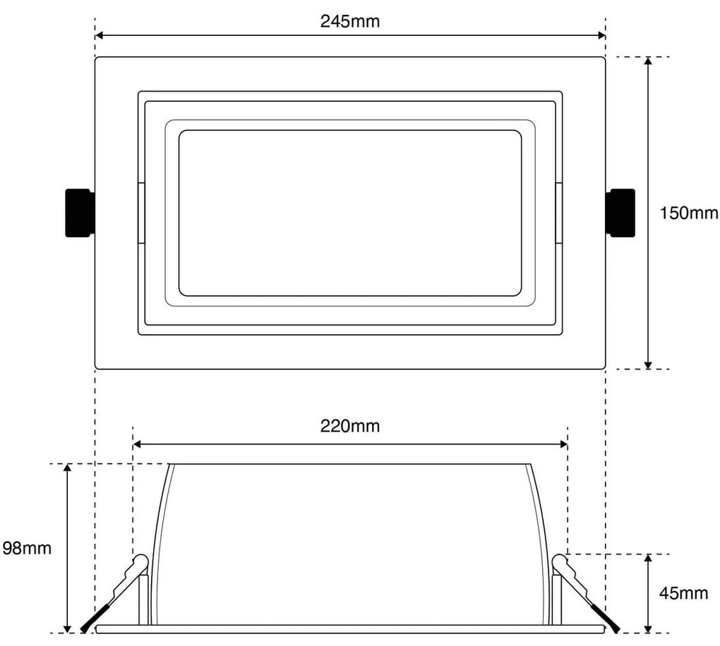 Faro LED da Incasso 44W Foro 210x130 Bianco con driver Philips Colore Bianco Naturale 4.000K