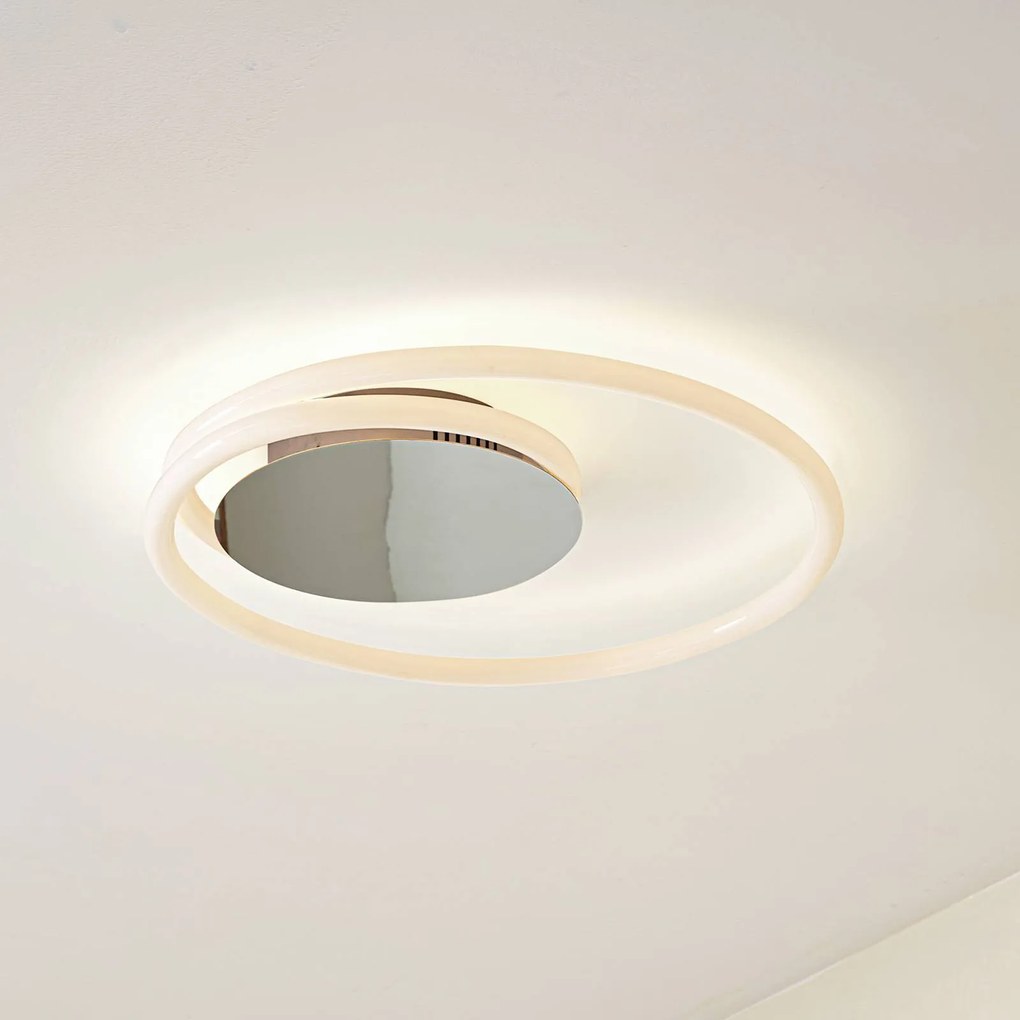 Plafoniera a LED Valenora Lucande, dimmerabile, Bianco / Opale, Soggiorno / Sala da pranzo, Plastica, Moderno, Plafoniera LED