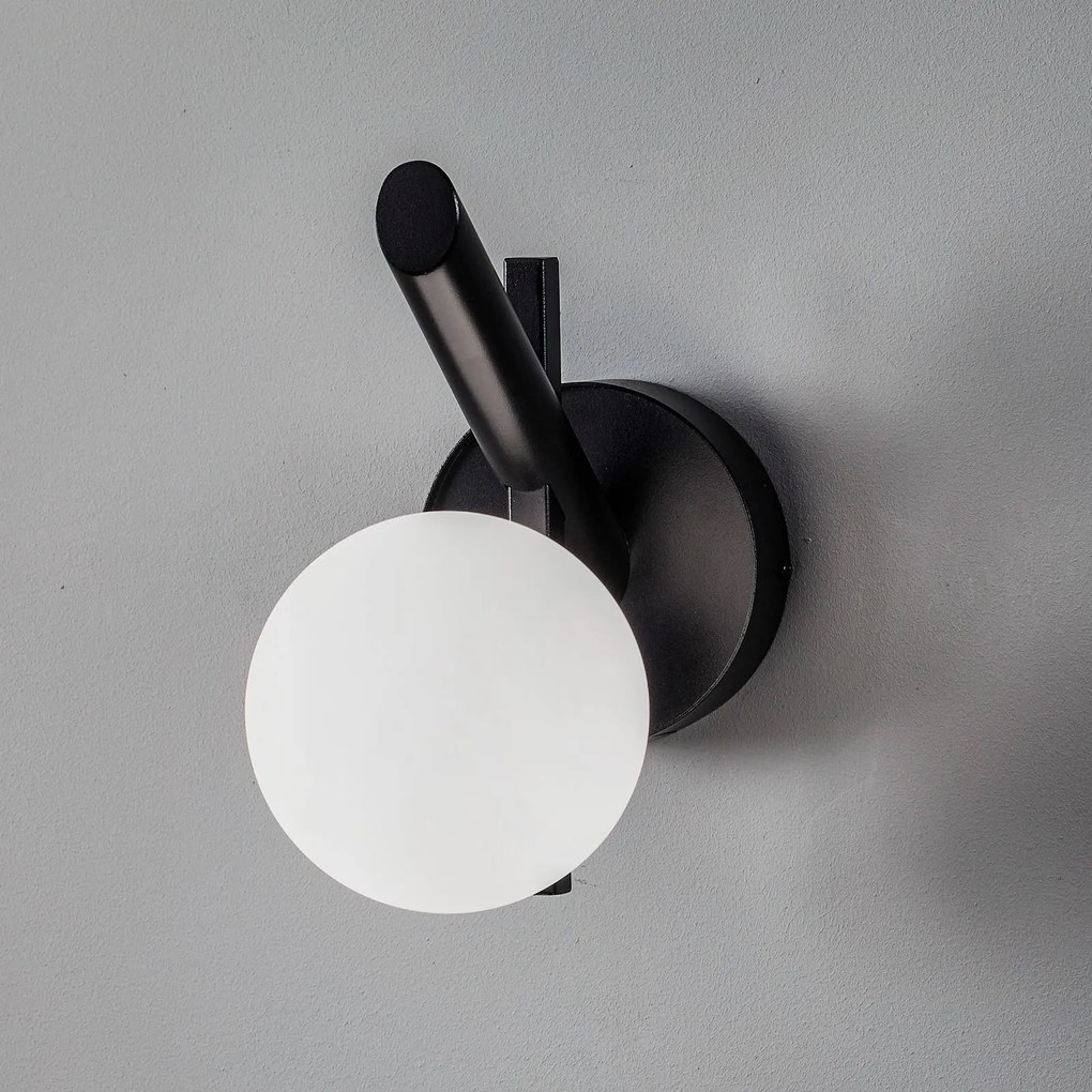SIGMA Applique Baleo, nero/opale, 1 luce