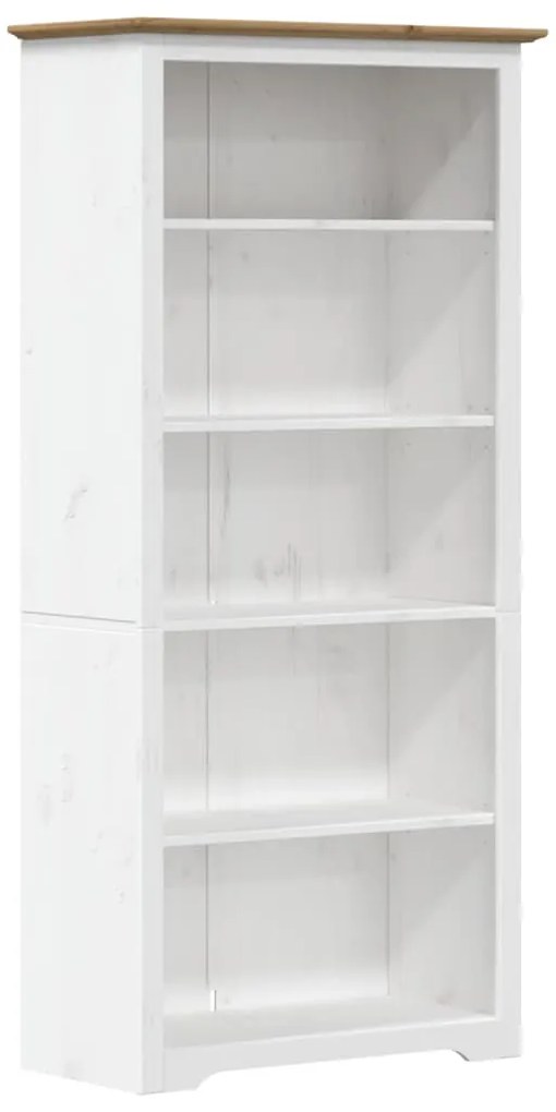 Libreria bodo 5 ripiani 80x38x180cm legno massello pino marrone