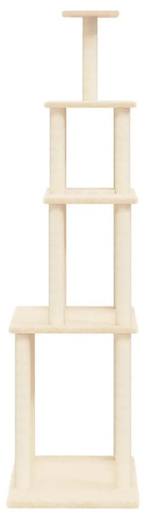 Albero per gatti con tiragraffi in sisal crema 183 cm