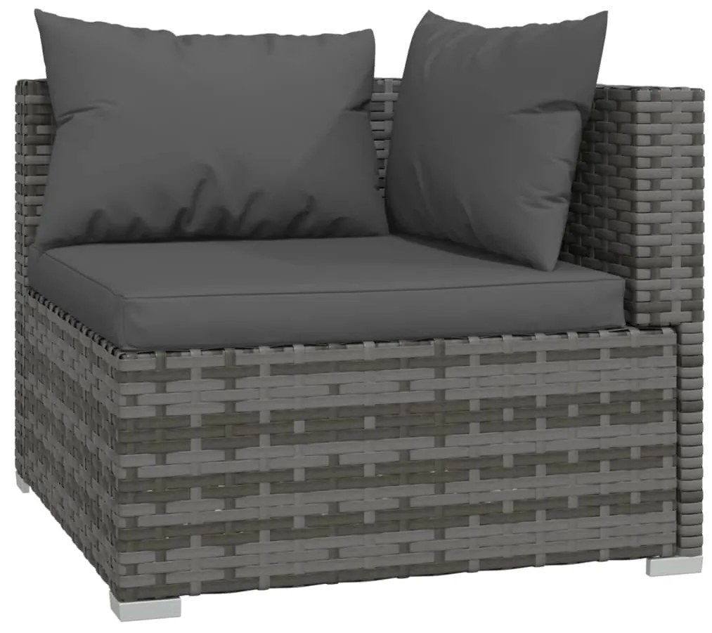 Set Divani da Giardino 10 pz con Cuscini in Polyrattan Grigio