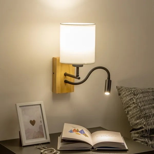 Brilagi - Applique a LED NUBILA WOOD 1xE27/25W/230V + LED/3W quercia/bianco