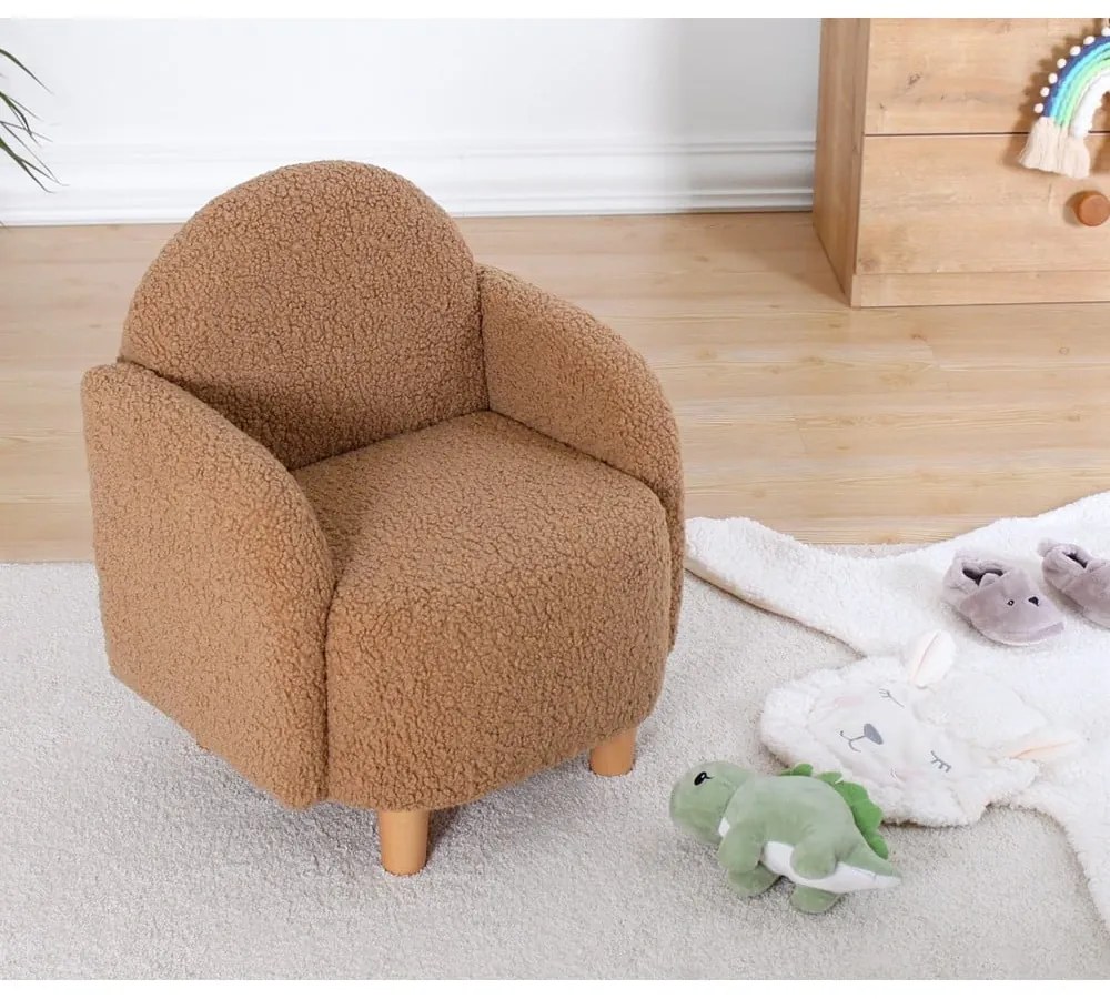 Poltrona per bambini marrone in tessuto bouclé Moylo - Artie