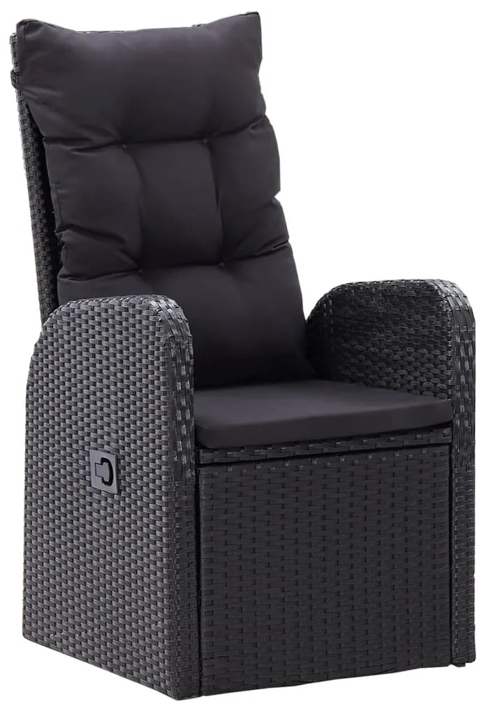 Set da pranzo da giardino 7 pz con cuscini nero