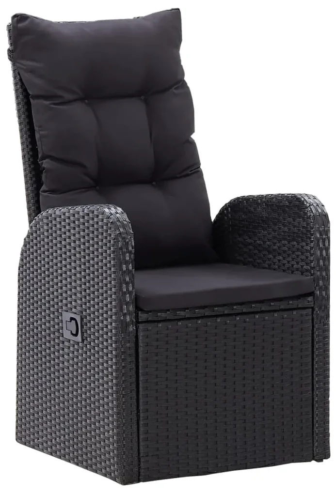 Set da pranzo da giardino 7 pz con cuscini nero