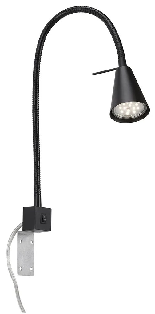 Applique Moderna Tuso Metallo Nero 1 Luce Gu10 3000K