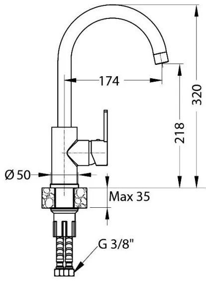 ALVEUS 1129054 - Rubinetto per lavello TONIA 34 cm granito/beige