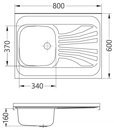ALVEUS 1095618 - Lavello della cucina CLASSIC 80x60 cm opaco acciaio/raso