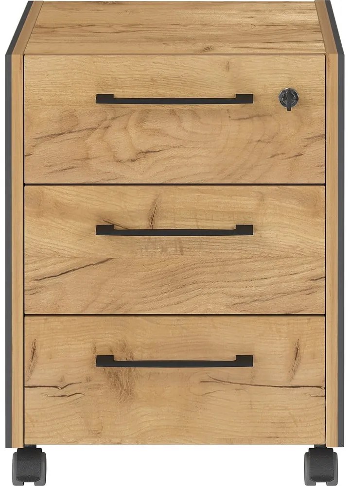 Armadietto color antracite/di colore naturale con effetto rovere su ruote 42x54x49 cm Podium – Germania