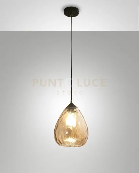 Gisella sospensione 1 luce ambra d.20cm attacco e27 altezza regolabile