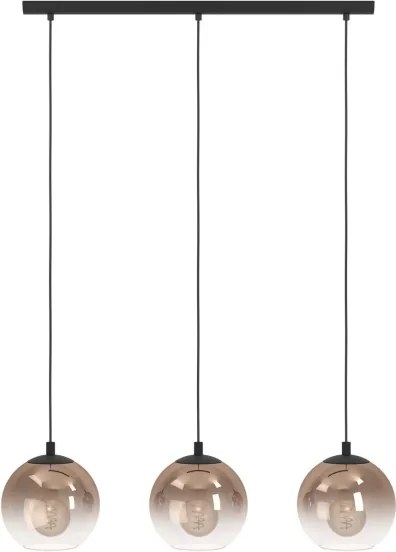 Eglo 901924 - Lampadario a cavo ARISCANI 3xE27/60W/230V nero/beige/fumé