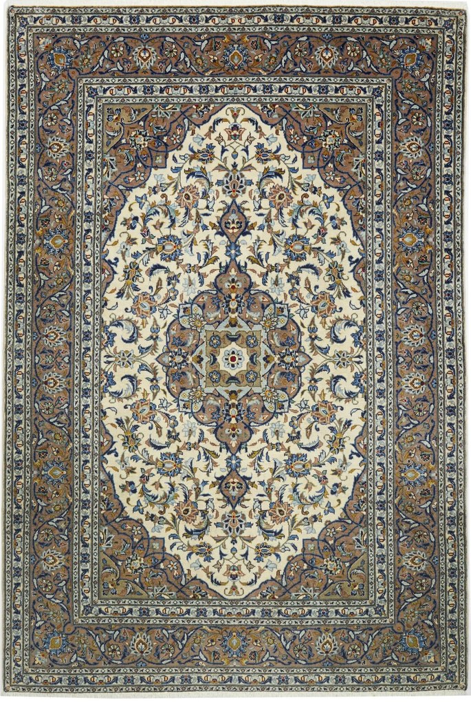Kashan Tappeto 290x160 Beige (Iran) Annodato A Mano