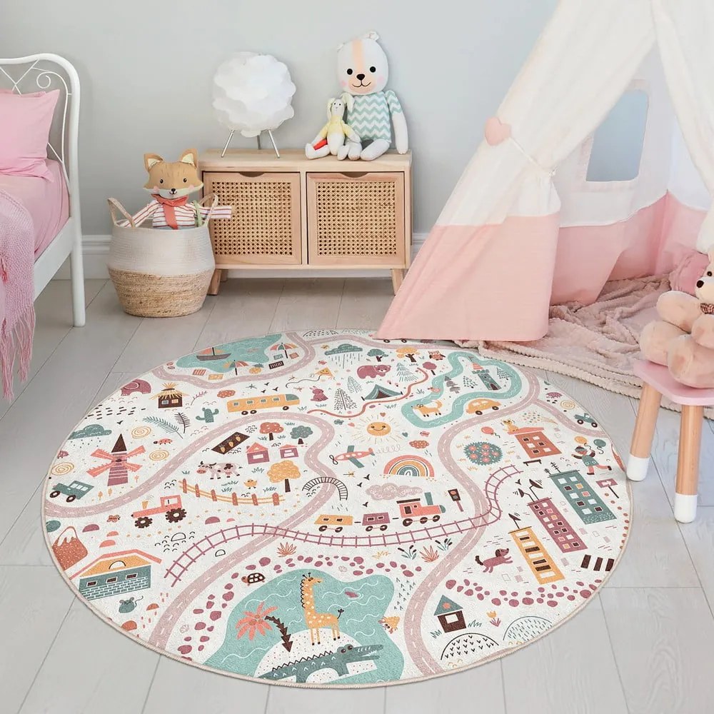 Tappeto da gioco per bambini lavabile ø100 cm Furry World – Mila Home