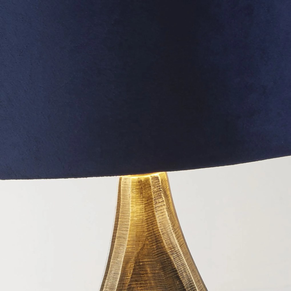 Lampada Da Scrivania Contemporanea Bucklow Ottone Tessuto Blu 1 Luce E27