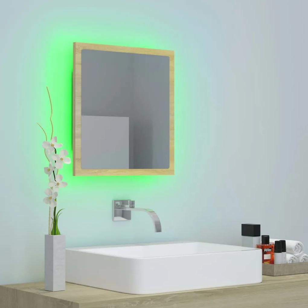 Specchio da bagno led rovere sonoma 40x8,5x37 cm in acrilico
