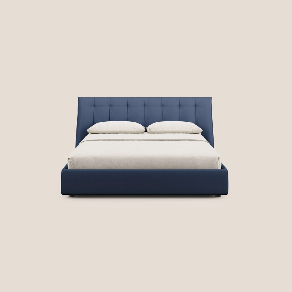 Clizia letto imbottito di design con vano contenitore in ecopelle impermeabile T04