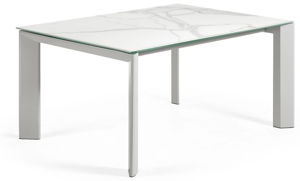 Kave Home - Tavolo allungabile Axis in porcellanato Kalos Bianco e gambe grigie 160 (220) cm