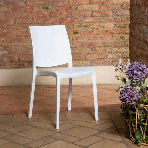 Sedia da giardino o cucina in polipropilene impilabile - Set 2 FEBE Bianco