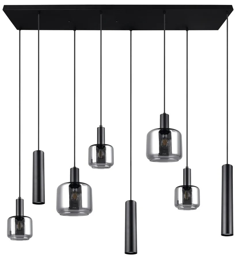 Lampadario nero con paralume in metallo-vetro Mataro - Trio