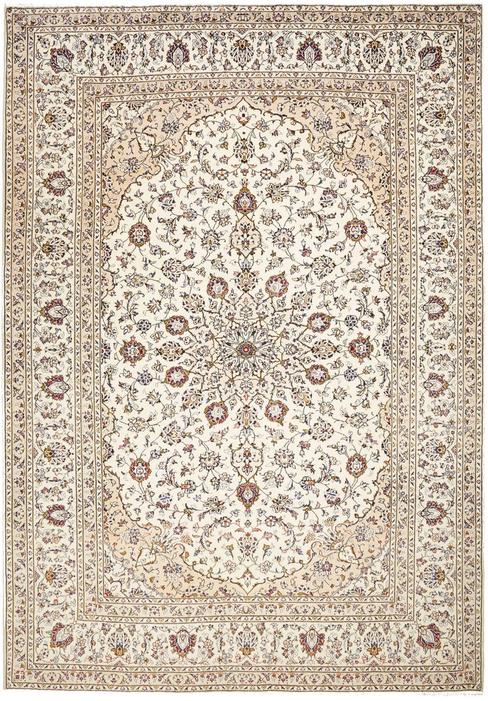 Kashan Tappeto 340 x 240 Beige (Iran) Annodato A Mano