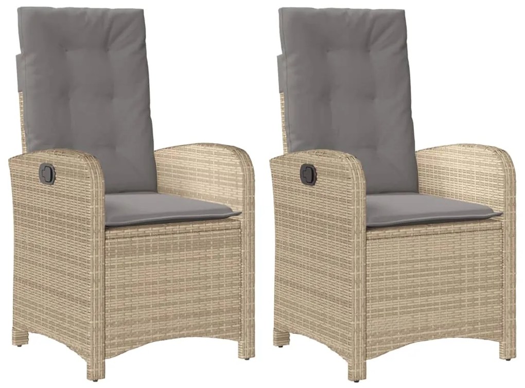 Sedie reclinabili giardino 2pz cuscini beige misto polyrattan