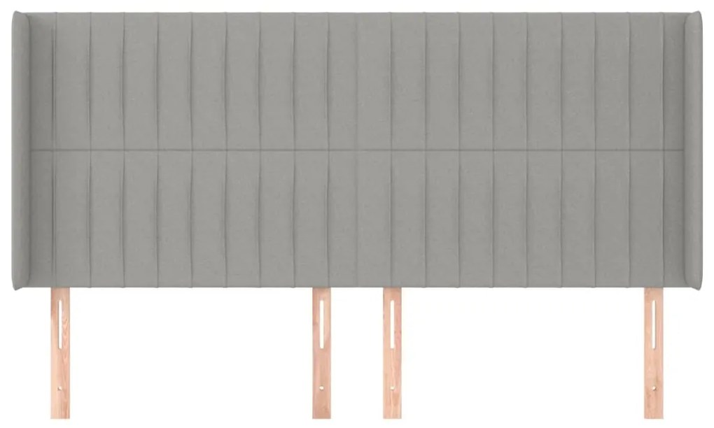 Testiera ad orecchio grigio chiaro 183x16x118/128 cm in tessuto