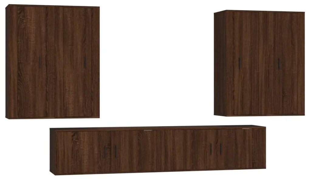 Set Mobili Porta TV 6 pz Rovere Marrone in Legno Multistrato