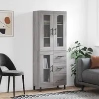 Credenza Grigio Sonoma 69,5x34x180 cm in Legno Multistrato 3198623