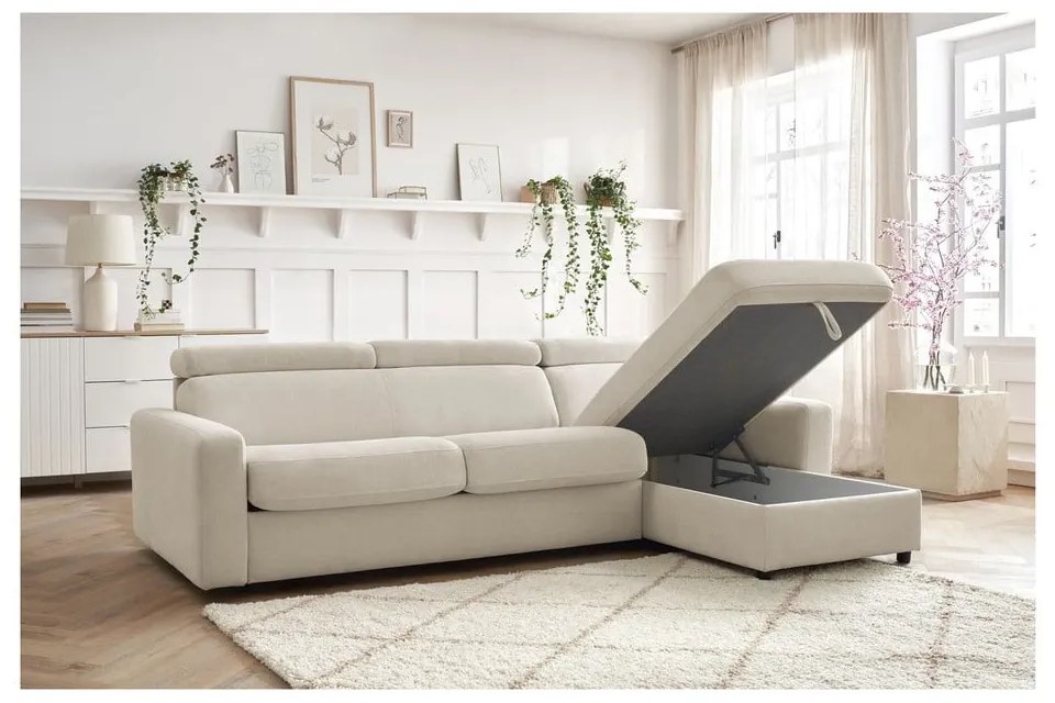 Divano angolare color crema allungabile (con composizione variabile) Monaco – Bobochic Paris