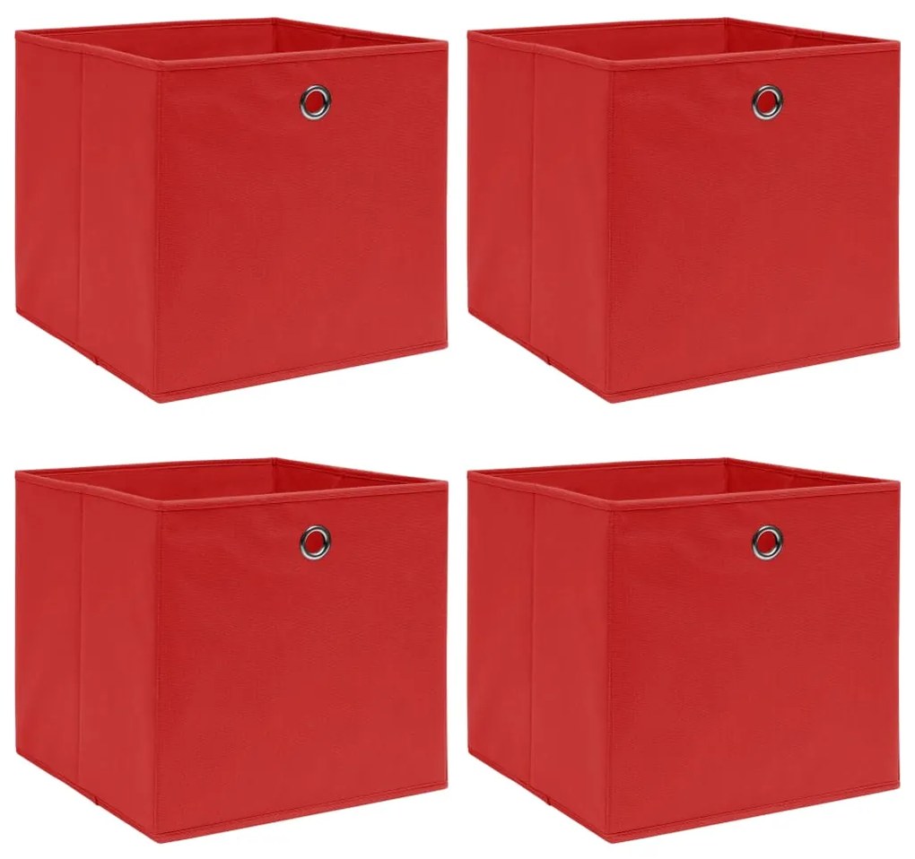 Scatole Portaoggetti 4pz Rosse 32x32x32 Cm Tessuto /
