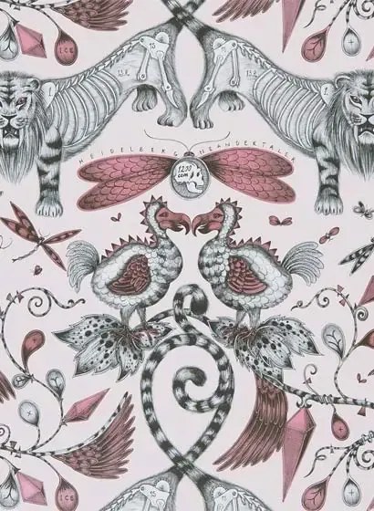 Clarke & Clarke Carta da parati Extinct - Pink