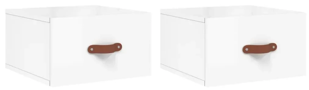 Comodini a muro 2 pz bianco lucido 35x35x20 cm