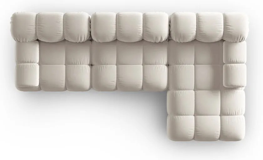 Divano angolare componibile beige (con penisola a destra) con rivestimento in velluto Bellis – Micadoni
