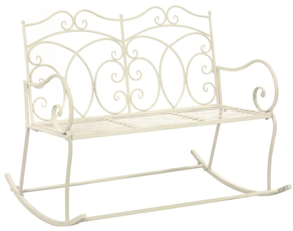 Panchina da giardino 104 cm in ferro bianco anticato