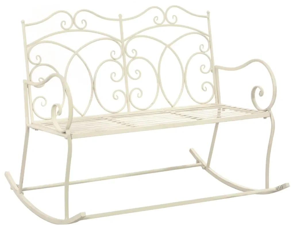 Panchina da giardino 104 cm in ferro bianco anticato